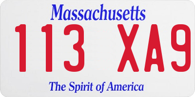 MA license plate 113XA9