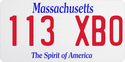 MA license plate 113XB0