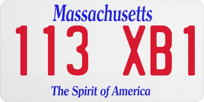 MA license plate 113XB1