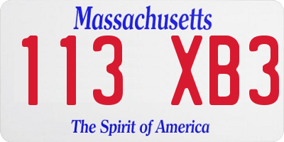 MA license plate 113XB3
