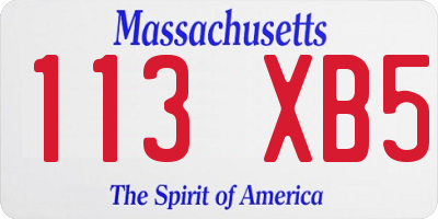 MA license plate 113XB5