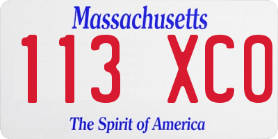 MA license plate 113XC0