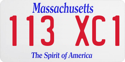 MA license plate 113XC1
