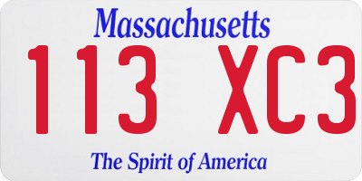 MA license plate 113XC3