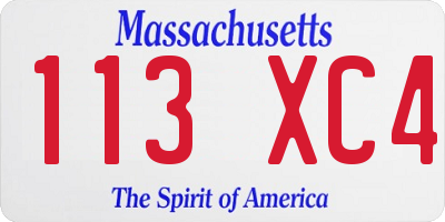 MA license plate 113XC4