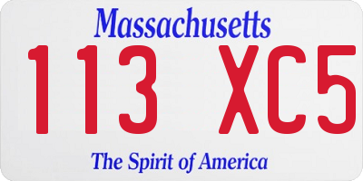 MA license plate 113XC5