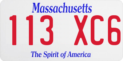 MA license plate 113XC6