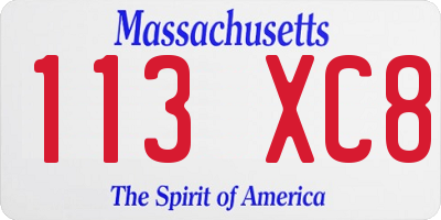 MA license plate 113XC8
