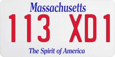 MA license plate 113XD1