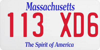 MA license plate 113XD6