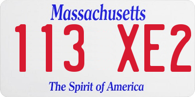 MA license plate 113XE2