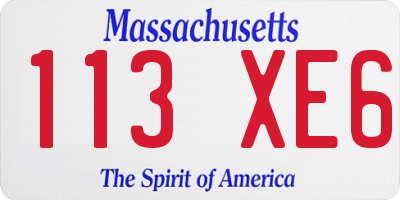 MA license plate 113XE6