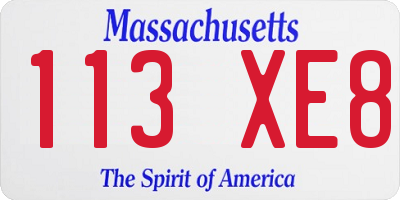 MA license plate 113XE8