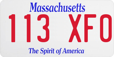 MA license plate 113XF0