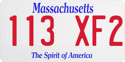 MA license plate 113XF2