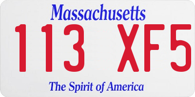 MA license plate 113XF5