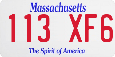 MA license plate 113XF6