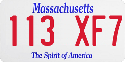 MA license plate 113XF7