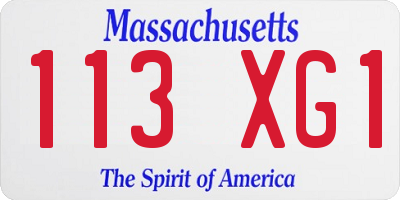 MA license plate 113XG1