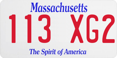 MA license plate 113XG2