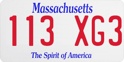 MA license plate 113XG3