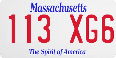 MA license plate 113XG6