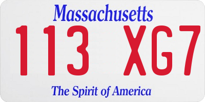 MA license plate 113XG7