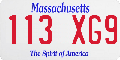 MA license plate 113XG9