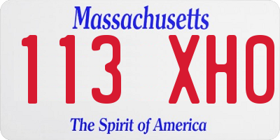 MA license plate 113XH0