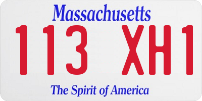 MA license plate 113XH1