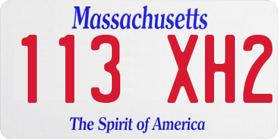 MA license plate 113XH2