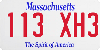 MA license plate 113XH3