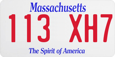 MA license plate 113XH7