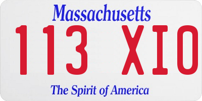 MA license plate 113XI0