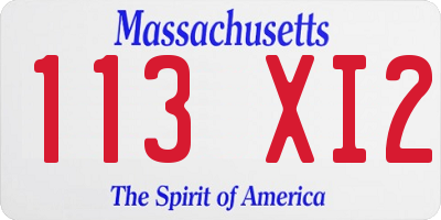 MA license plate 113XI2
