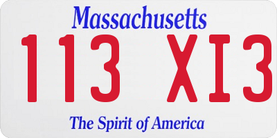 MA license plate 113XI3