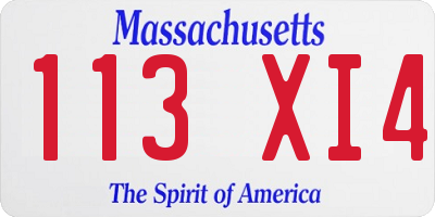 MA license plate 113XI4