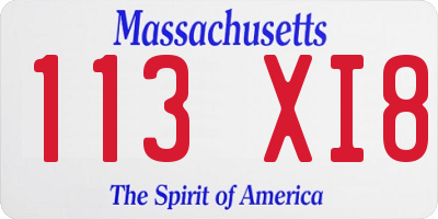 MA license plate 113XI8
