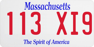 MA license plate 113XI9