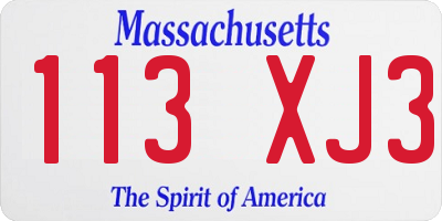 MA license plate 113XJ3