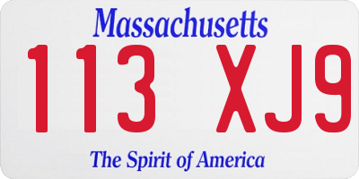 MA license plate 113XJ9