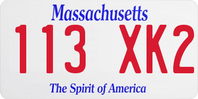 MA license plate 113XK2
