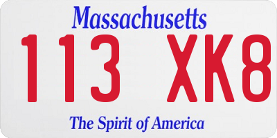 MA license plate 113XK8
