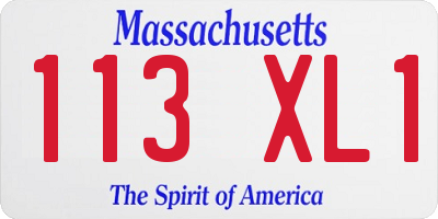 MA license plate 113XL1