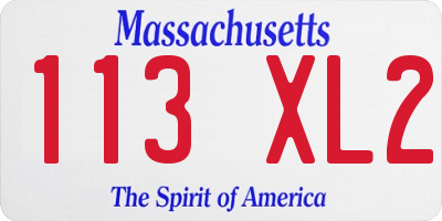 MA license plate 113XL2