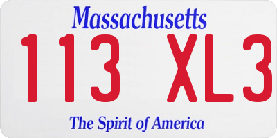 MA license plate 113XL3