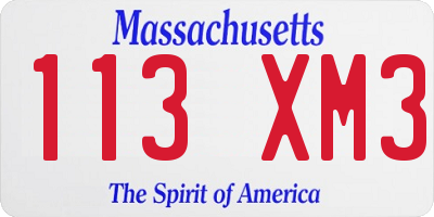 MA license plate 113XM3