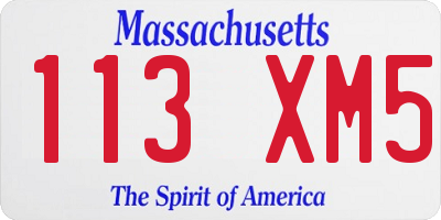 MA license plate 113XM5
