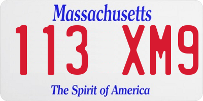 MA license plate 113XM9