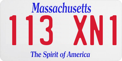 MA license plate 113XN1